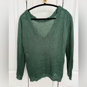 Sezane Reversible Mohair Sweater Emerald Green